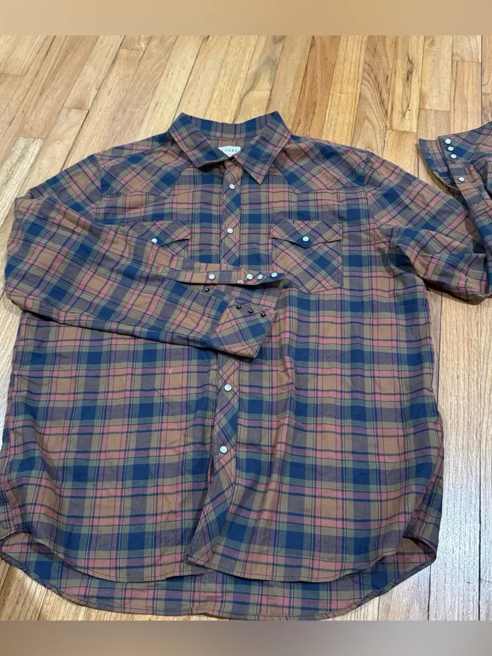 Tecovas Plaid Button-Down Shirt in Navy & Brown